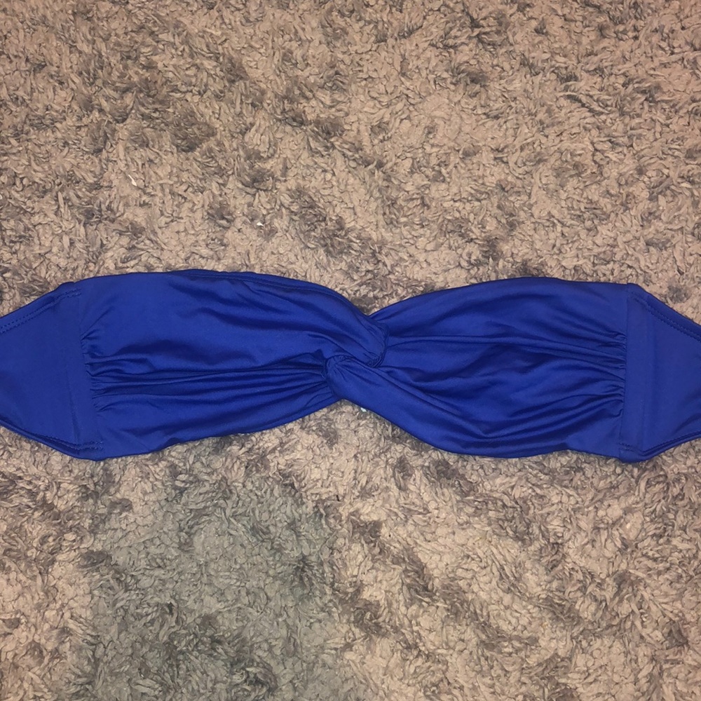 Royal blue strapless twist bathing suit top